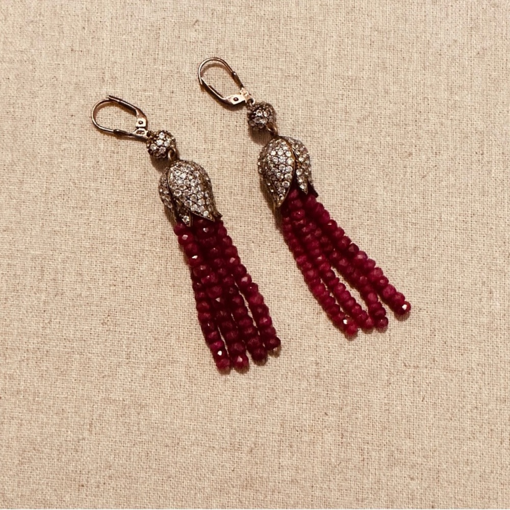 Grand Bazaar | Earrings | Drop Ruby & CZ - Picture 11 of 12